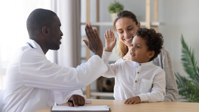 Happy,Cute,Mixed,Race,Child,Boy,Give,High,Five,To